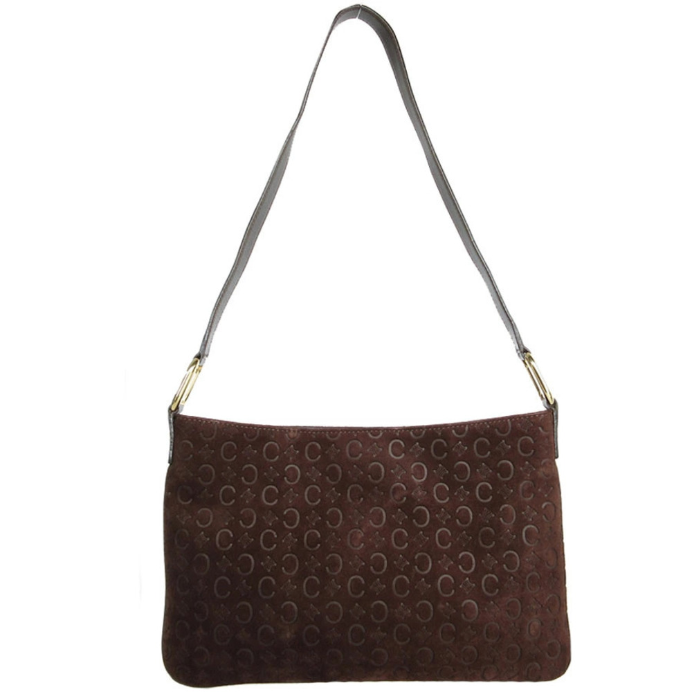 Celine Shoulder Leather Bag Suede Gold Brown